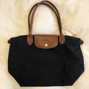 Black Longchamp Small LePliage Nylon Shoulder Tote